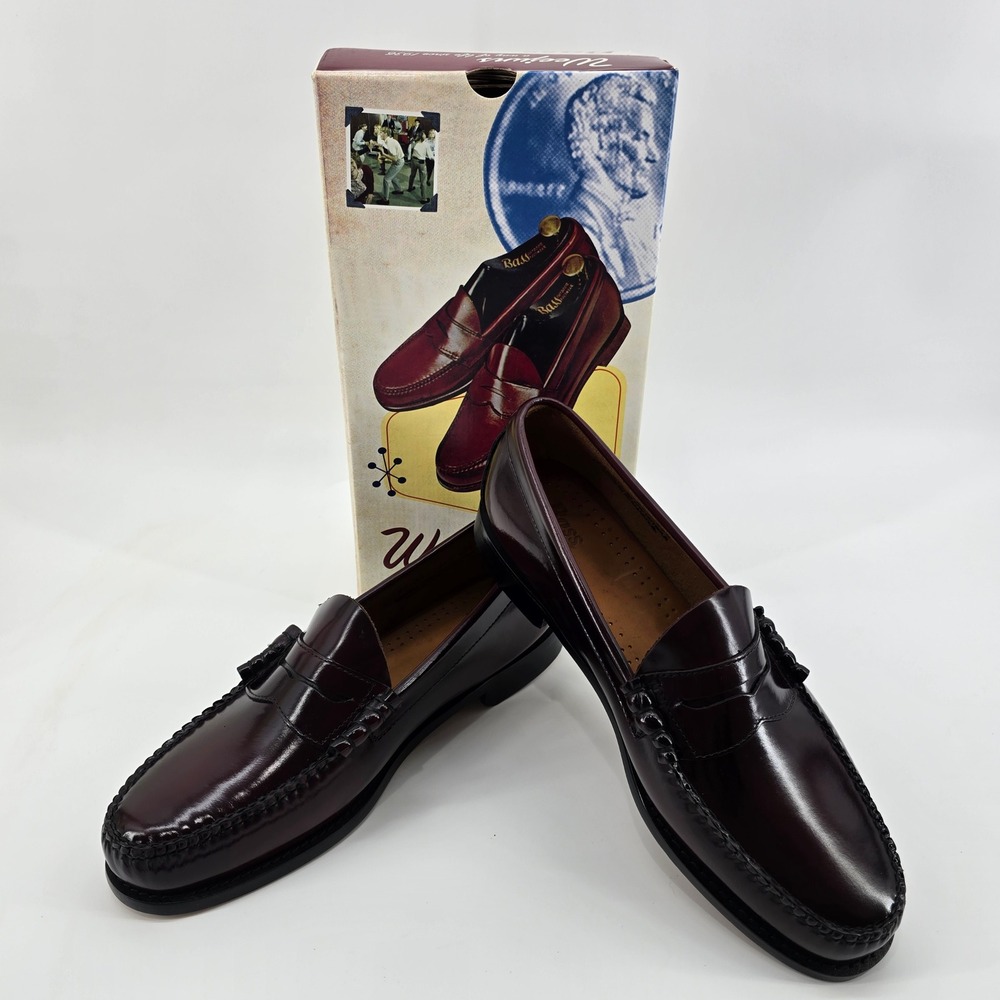 G.H. Bass Weejuns Bradford Penny Loafers Mens Leather Burgundy 11 EE Wide NEW